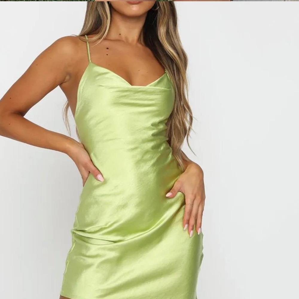 Satin short green dress